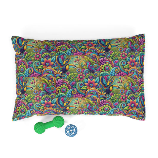 Rainforest Music/Repeat Pet Bed - Cozy and Fun Dog or Cat Bed for Tropics Lovers