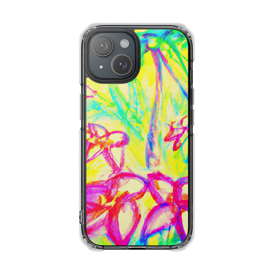 Troipcal Doodles/Yellow Magnetic Clear Phone Case, Many Models