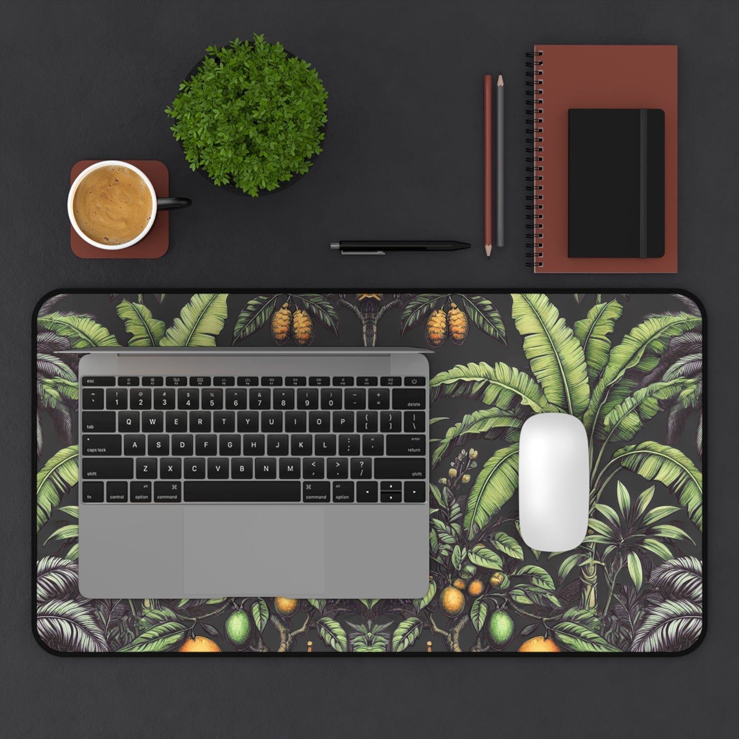 Tropical Mouse Pad/Desk Mat, 3 Sizes - Perfect for Home Office / Tropical Fruit, Black