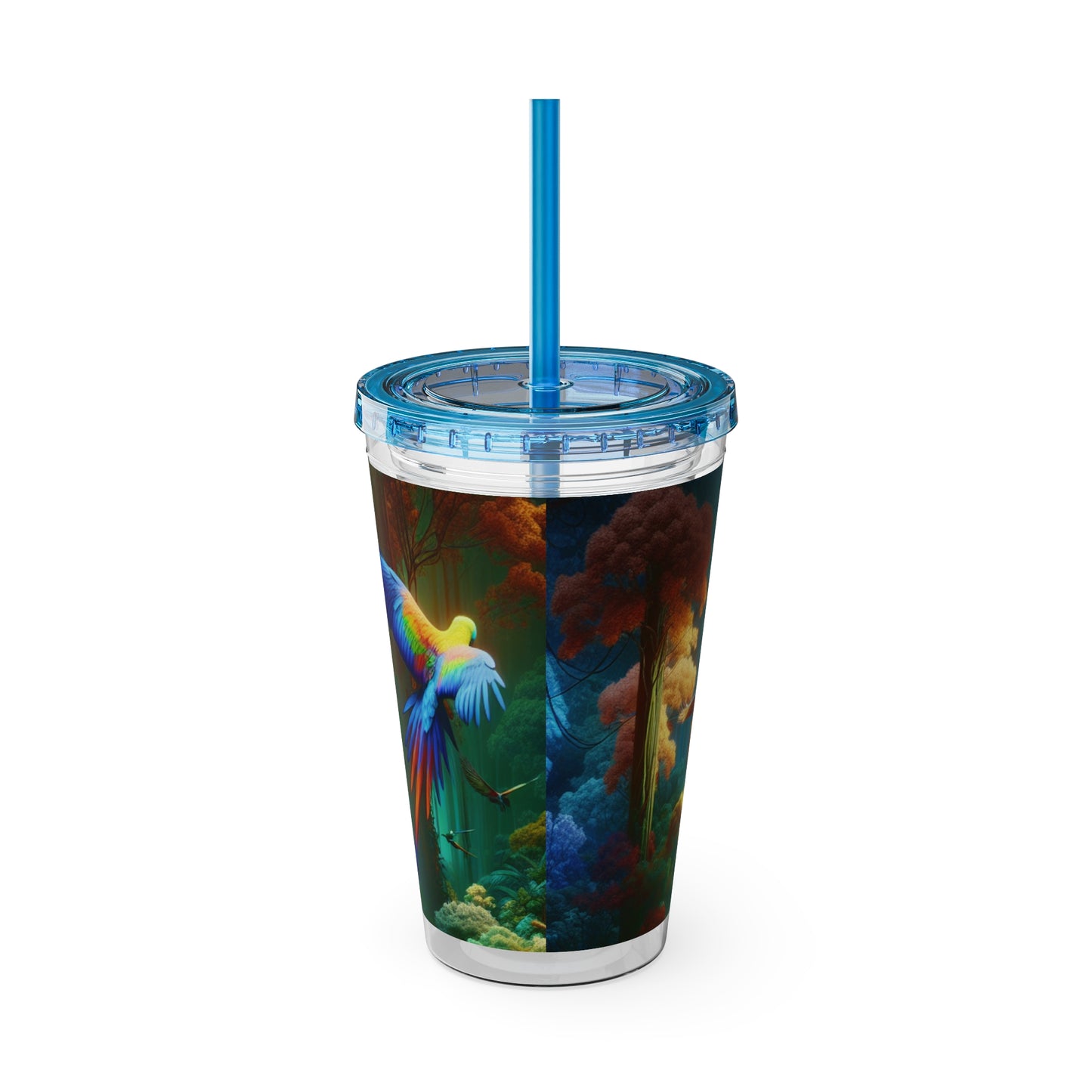 Tropical Tumbler with Straw | 16oz Colorful Travel Cup / Flight School