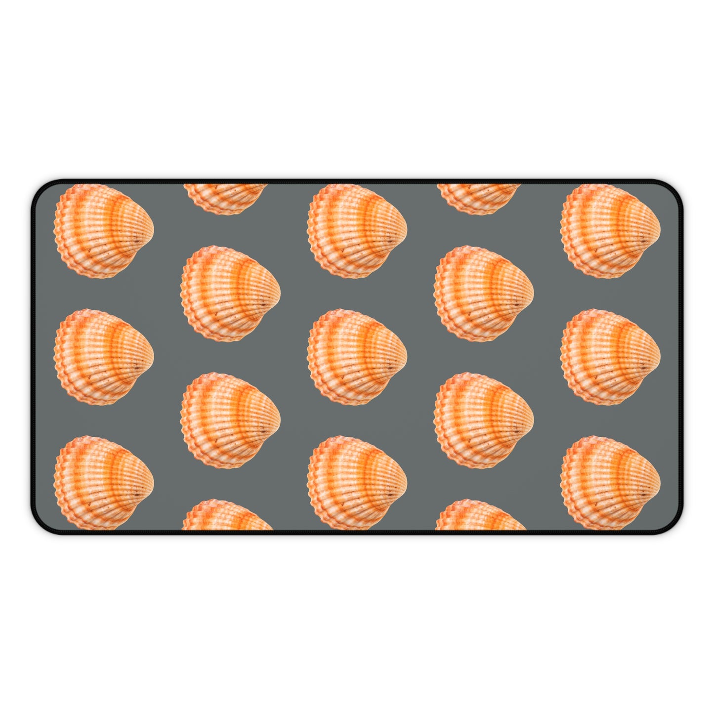 Tropical Mouse Pad/Desk Mat, 3 Sizes - Seashell Design, Perfect for Home Office / Orange Scallop, Dark Grey