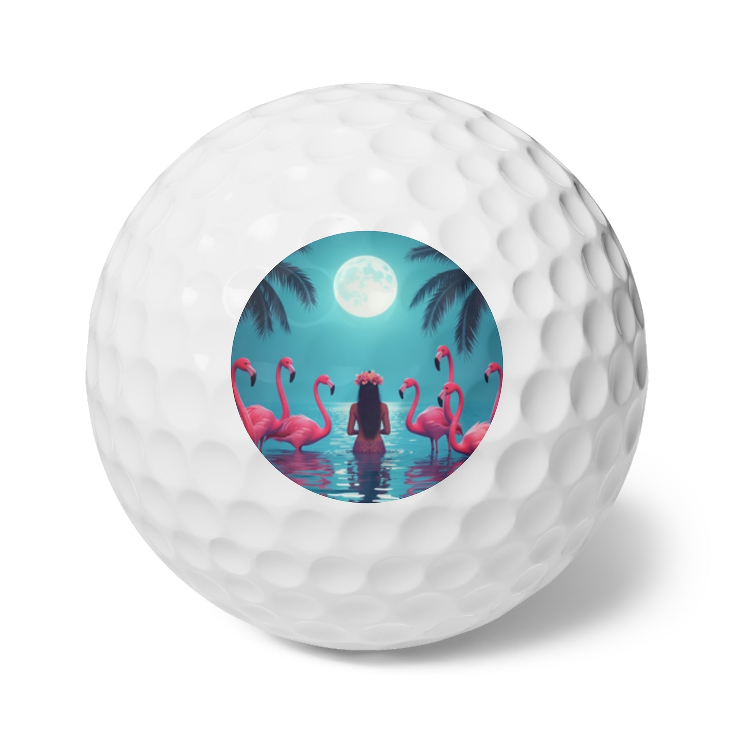 Tropical-Themed Golf Balls, 6pcs - Perfect Gift for Golf Enthusiasts / Moonlit Mermaid and Flamingos