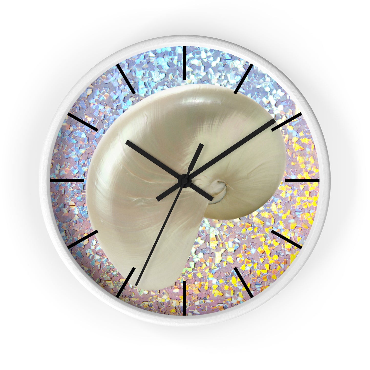 Wall Clock, Disco White Nautilus, Hands/Base Variants