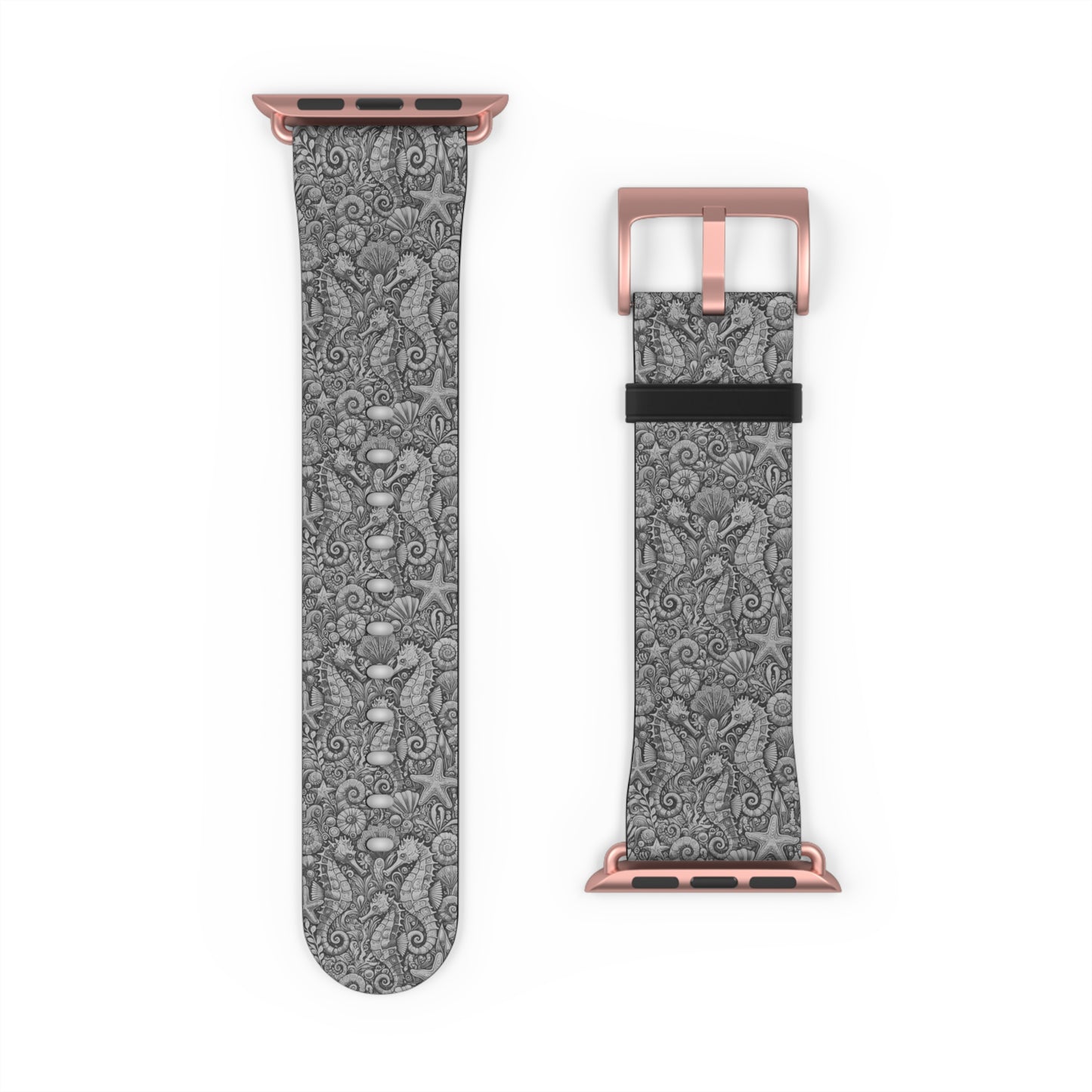 Apple Watch Band - Tropical Seahorse Trio, Noir
