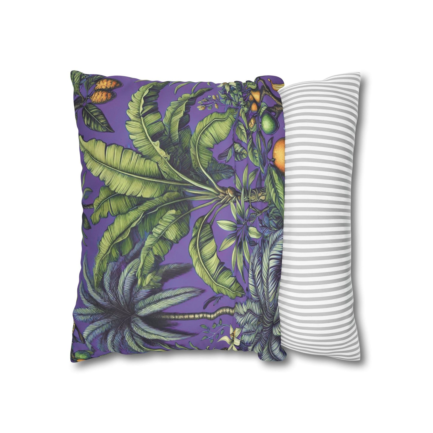 Faux Suede Square Pillowcase - Tropical Fruit, Purple