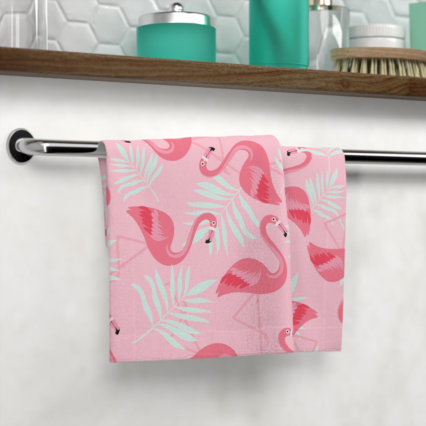 Face Towel - Flamingo and White Palms