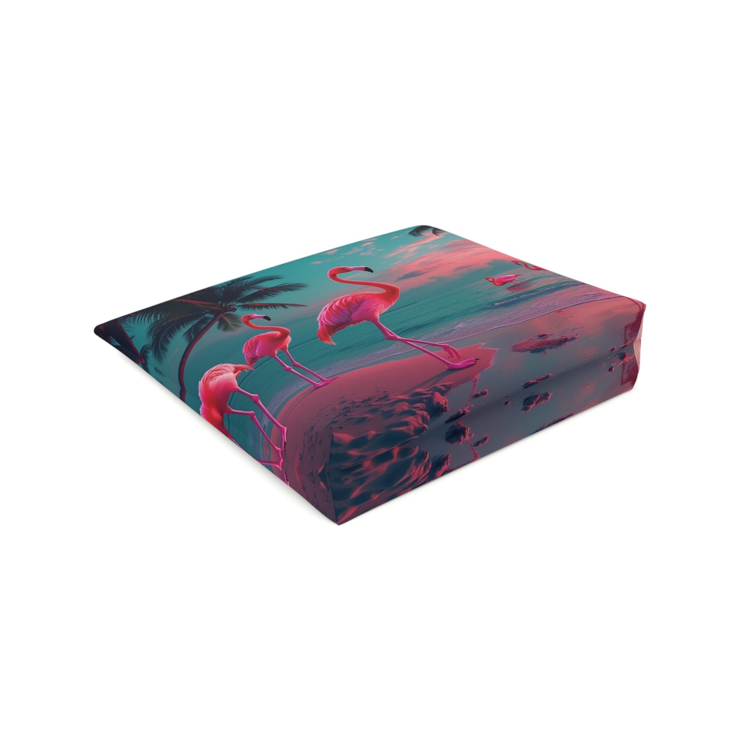Tropical Cotton Cosmetic Bag, Makeup Pouch, 5 Sizes / Neon Flamingos at Night