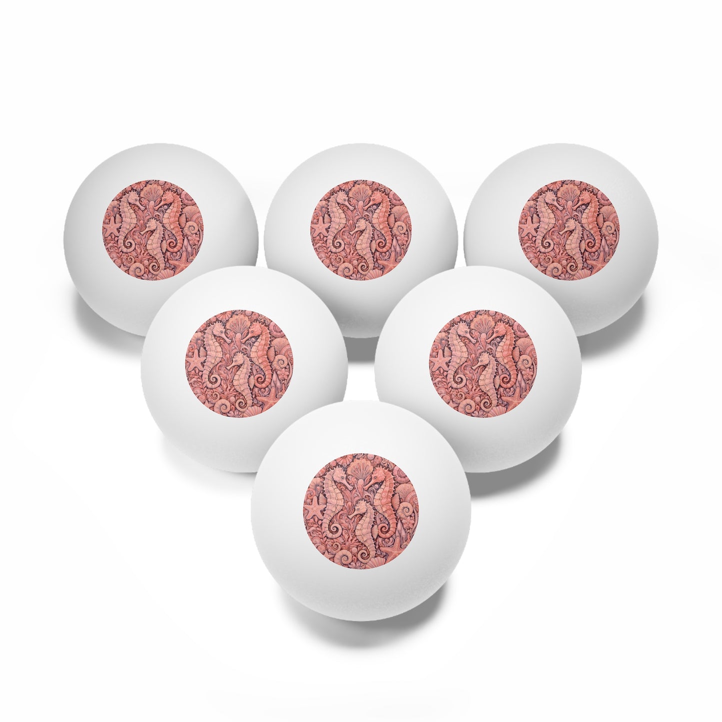 Tropical Paradise Ping Pong Balls - 6 Pack with Seahorse Trio/Red