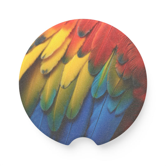 Soapstone Car Coaster - Macaw Feathers