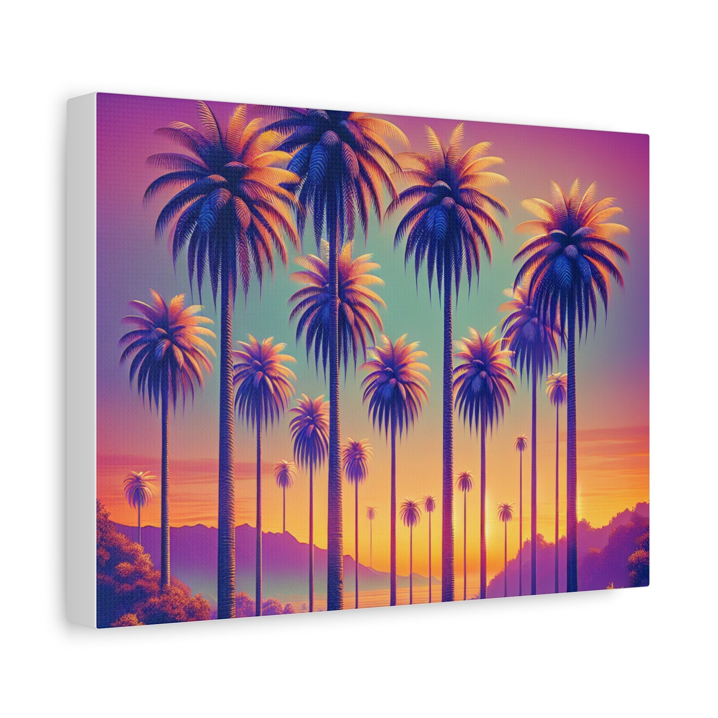 Matte Canvas, Stretched, Various Sizes / Sunset Palms