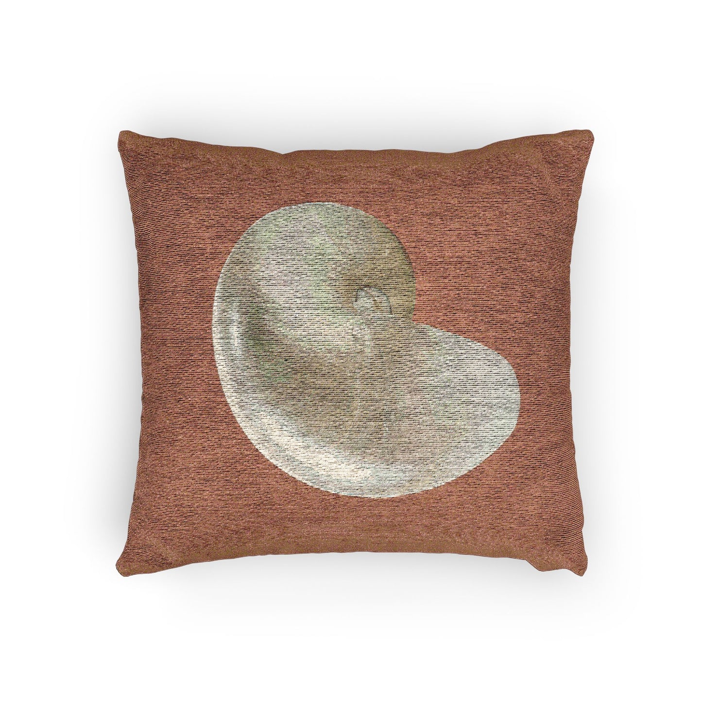 Woven Pillow, 17"W x 18"L - White Nautilus Shell, Orange