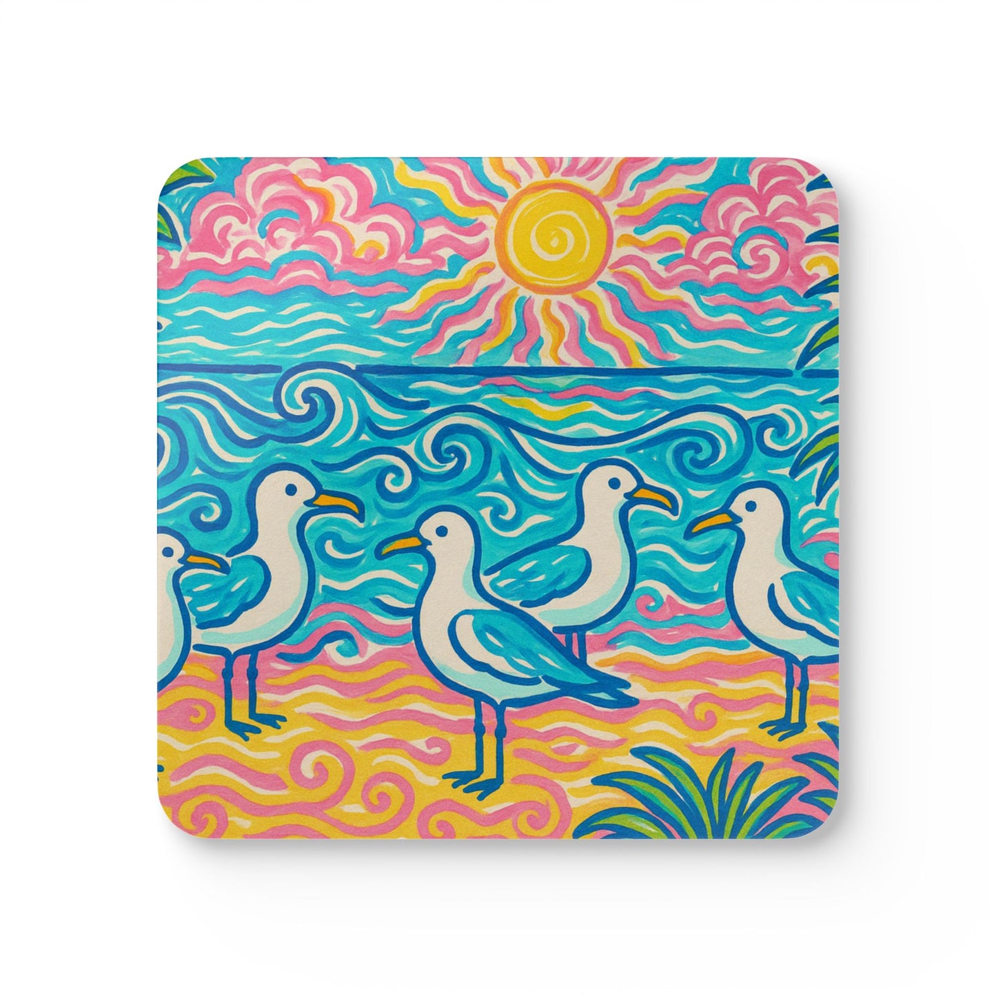 Coaster Set -  Tropical Beach Seagulls