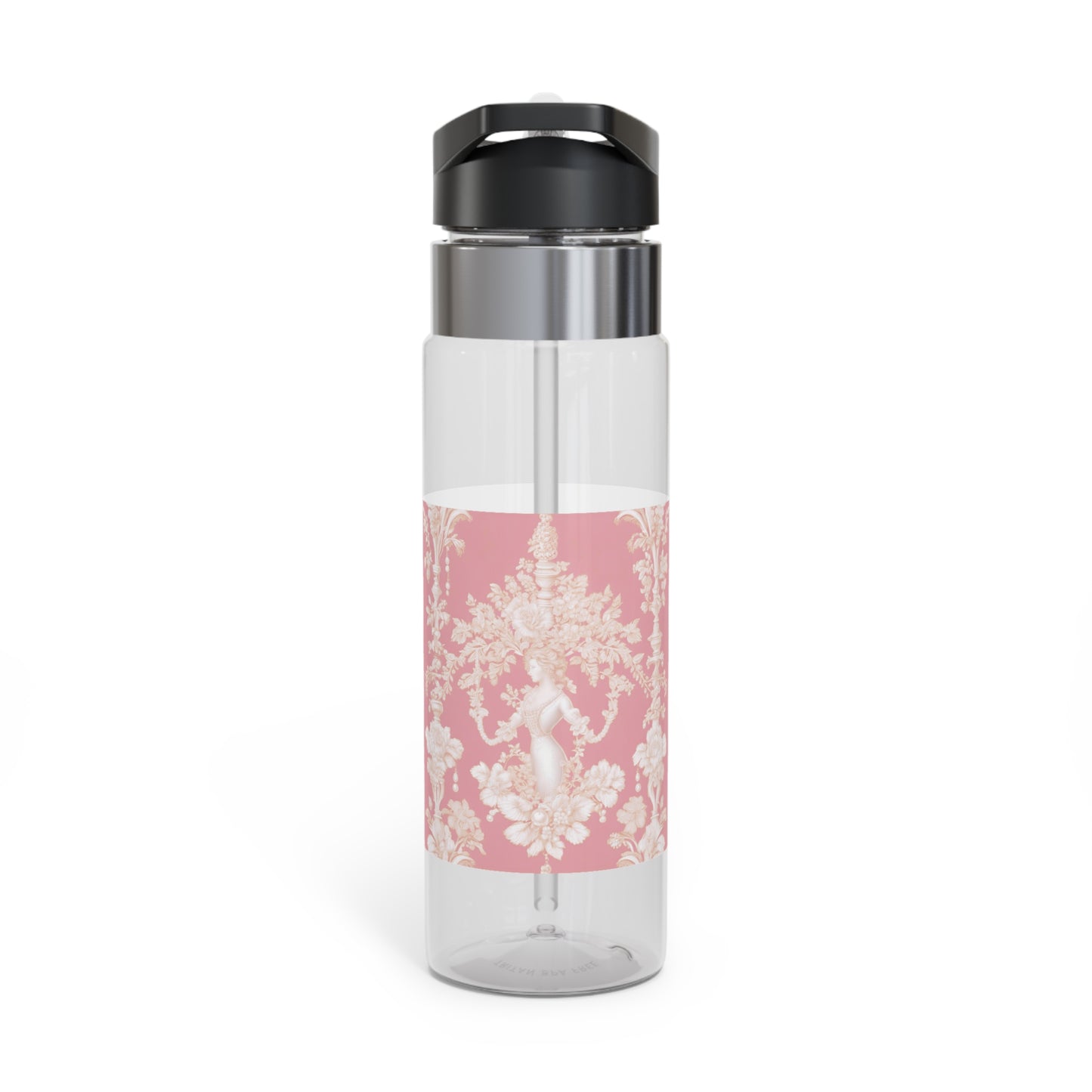 Tropical 20oz Tritan Sport Water Bottle -  Leakproof, Lightweight, BPA-Free / Pearl Lady Toile, Hibiscus Pink