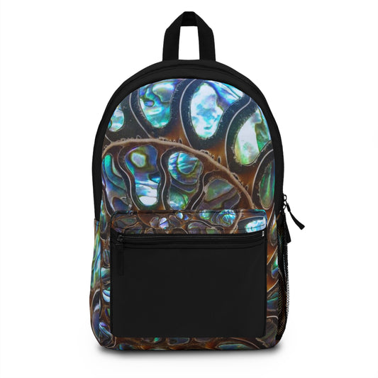 Tropical Backpack  / Ammonite and Abalone, Black