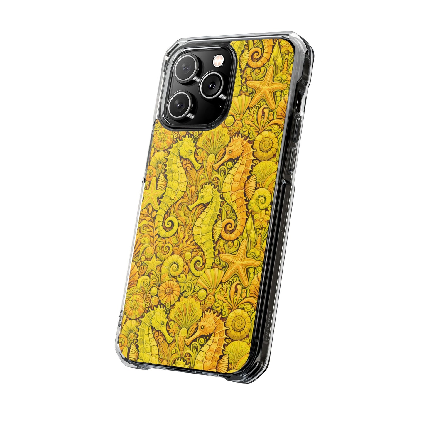 Seahorses/Yellow Magnetic Clear Phone Case, Many Models