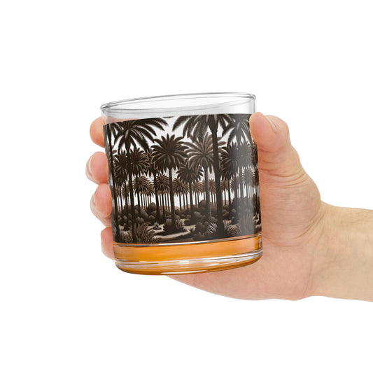 Rocks Glass, 10oz - Woodcut Palm Grove
