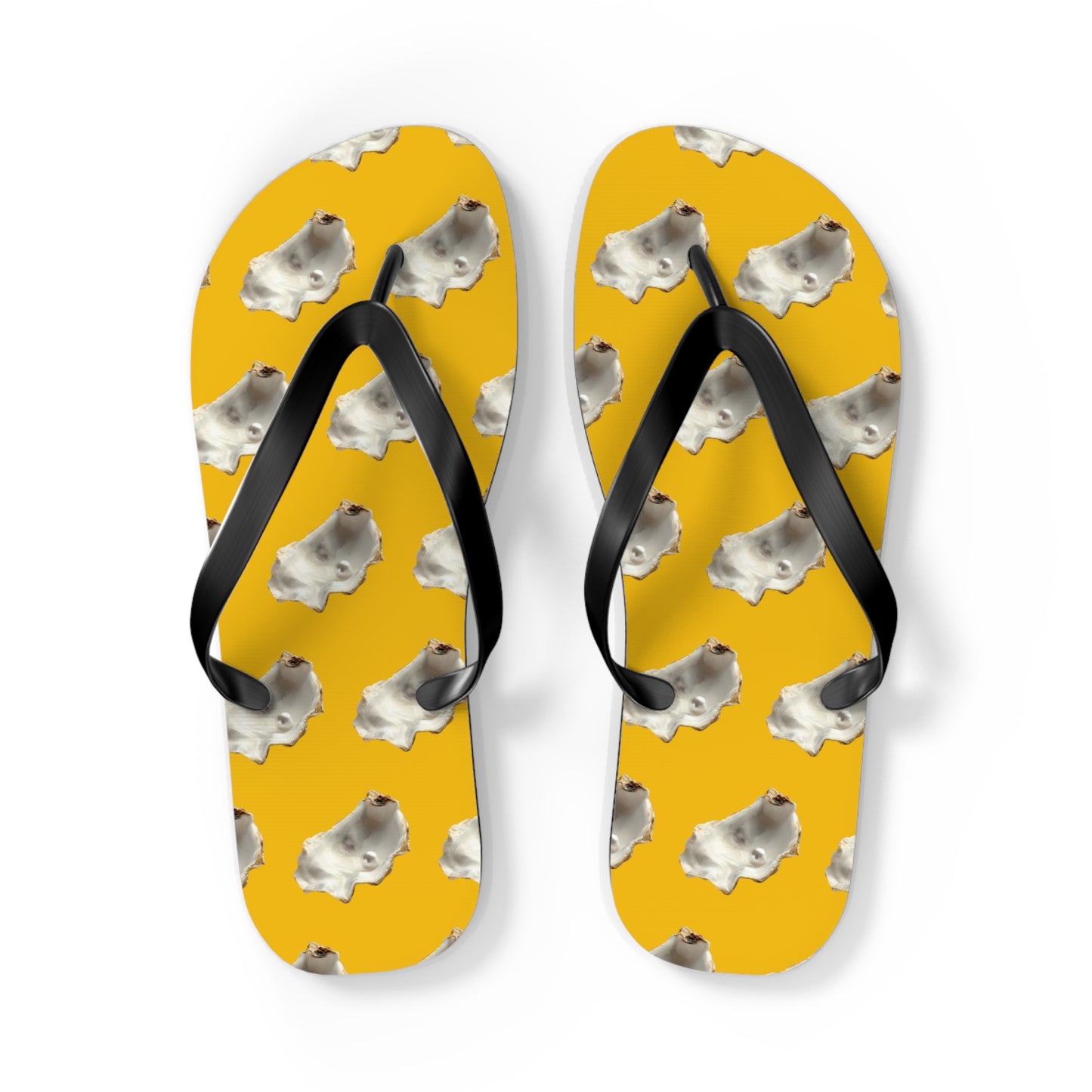 Flip Flops - White Pearl Oyster, yellow