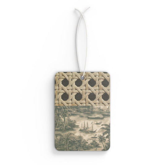 Car Air Freshener - Wicker/Tropical Toile Black