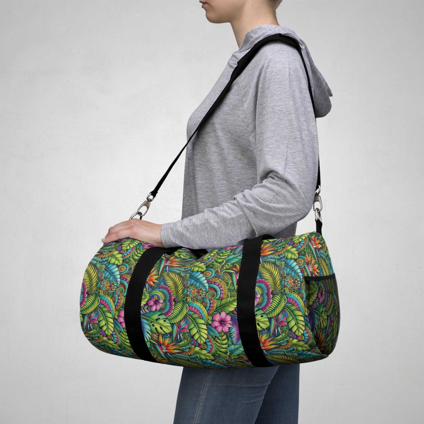 Tropical Duffel Bag - Perfect for Travel and Gym / Rainforest Blooms