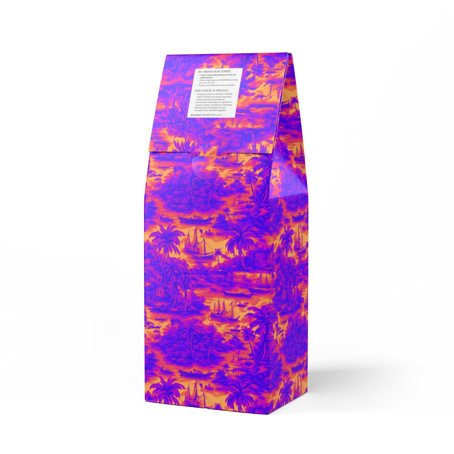Cocoa Palms Blend™ (Medium-Dark Roast) Specialty Grade Craft Coffee / Crazy Cool Tropical Toile
