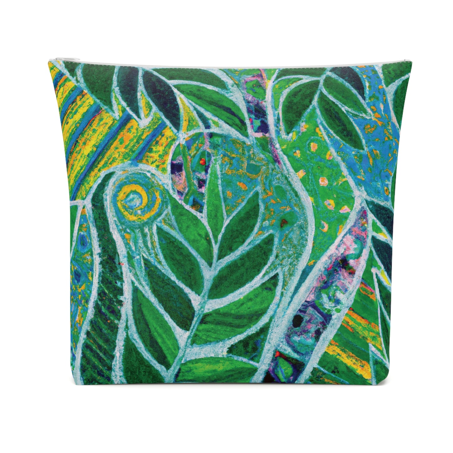 Tropical Cotton Cosmetic Bag, Makeup Pouch, 5 Sizes / Amazon Whimsy, Green