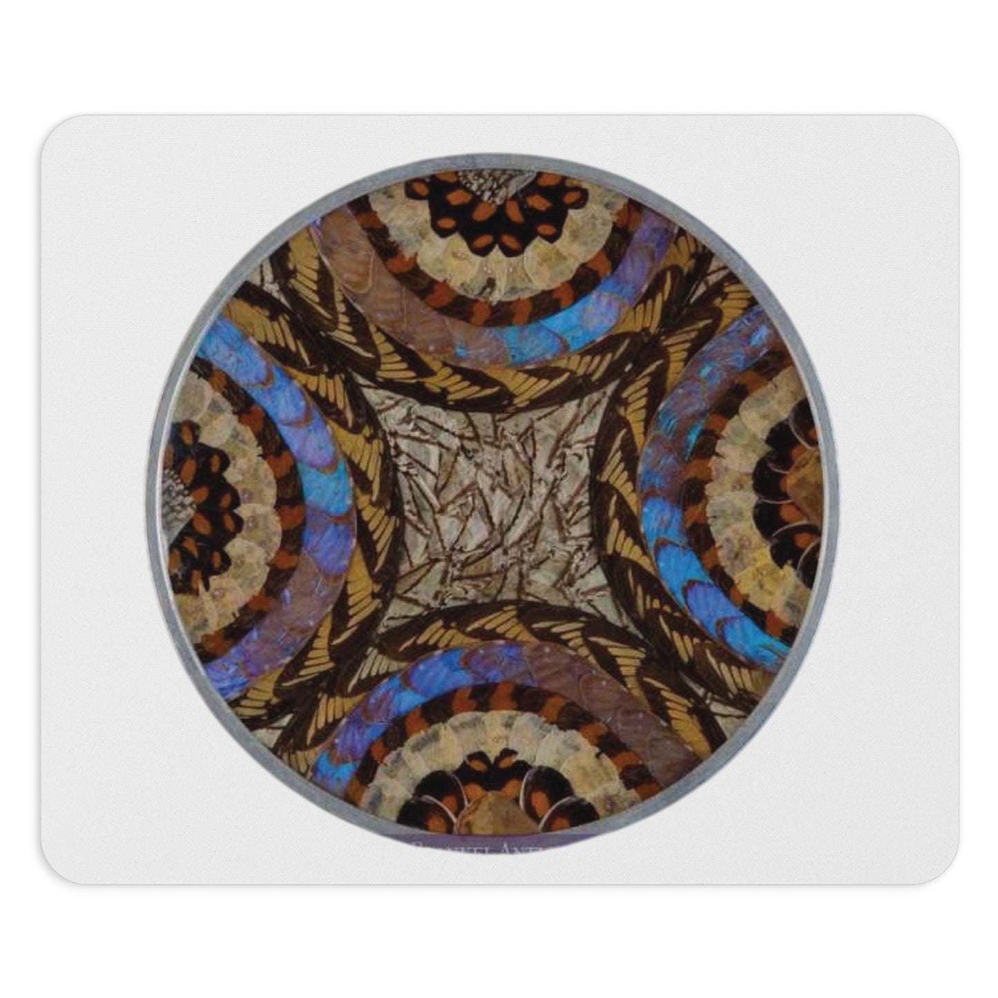 Tropical Mouse Pad, 2 Shapes - Beach Vibes for Home Office & Gamer / Real Butterfly Wing Art, White