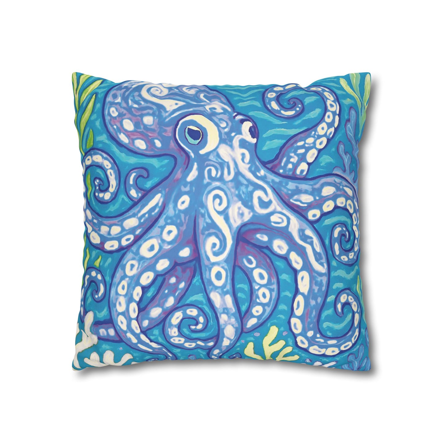 Faux Suede Square Pillowcase - Blue Kraken Joe