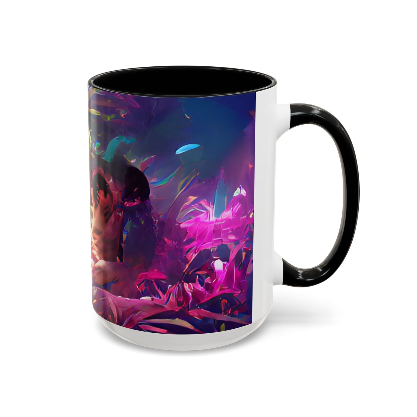 Accent Coffee Mug (11, 15oz) - Midnight Kiss in Tropical Garden