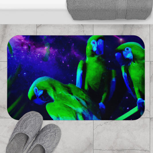 Galactic Parrot Bath Mat, 2 Sizes - Tropical Vibes for Home Decor