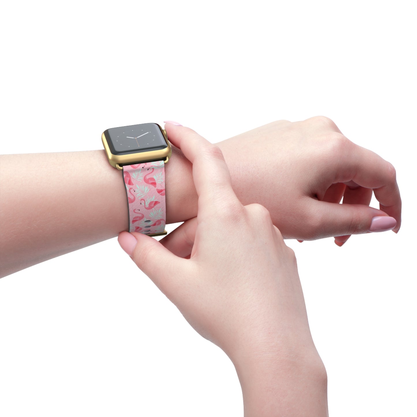 Watch Band - Flamingo With White Palms