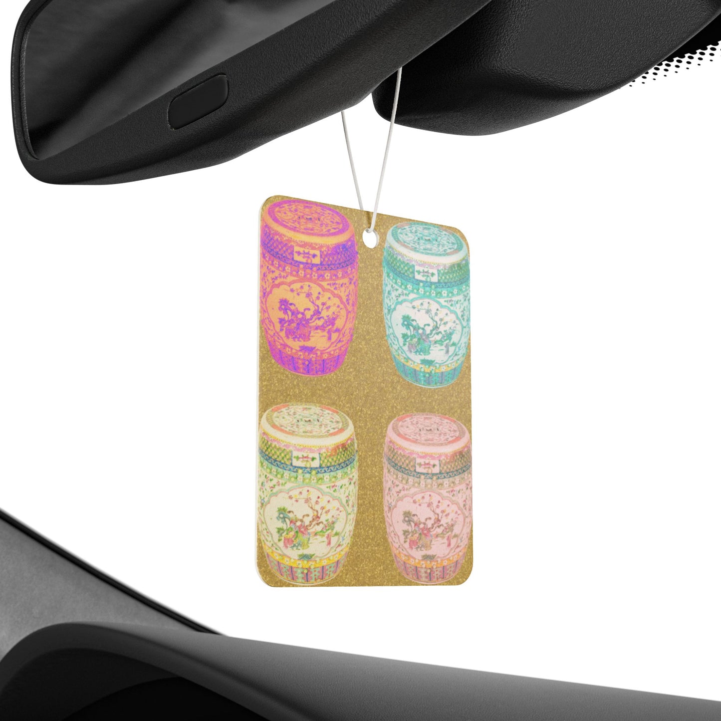 Car Air Freshener - Pop Art Porcelain Stools, Gold