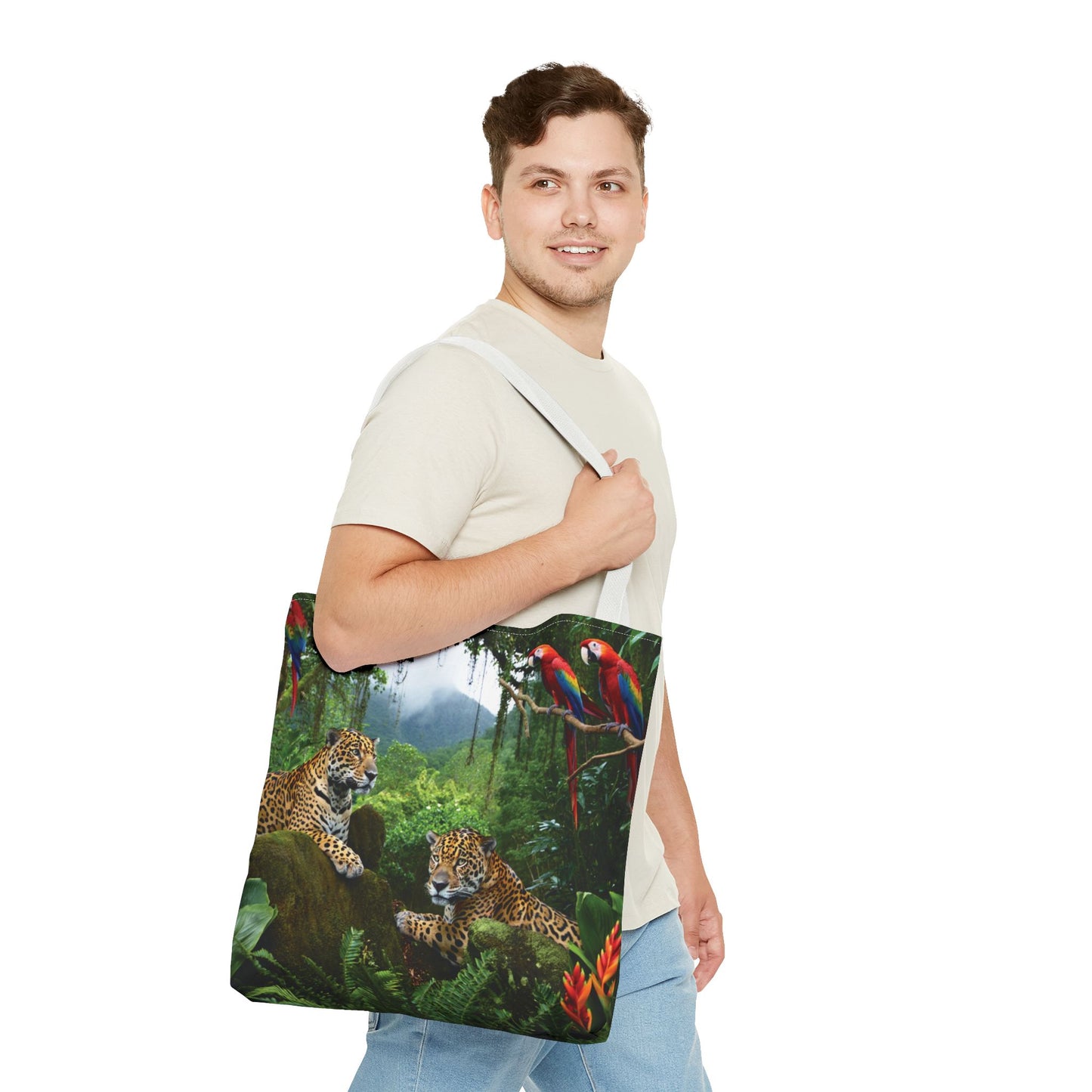 Jaguars and Parrots Tote Bag - 3 Sizes