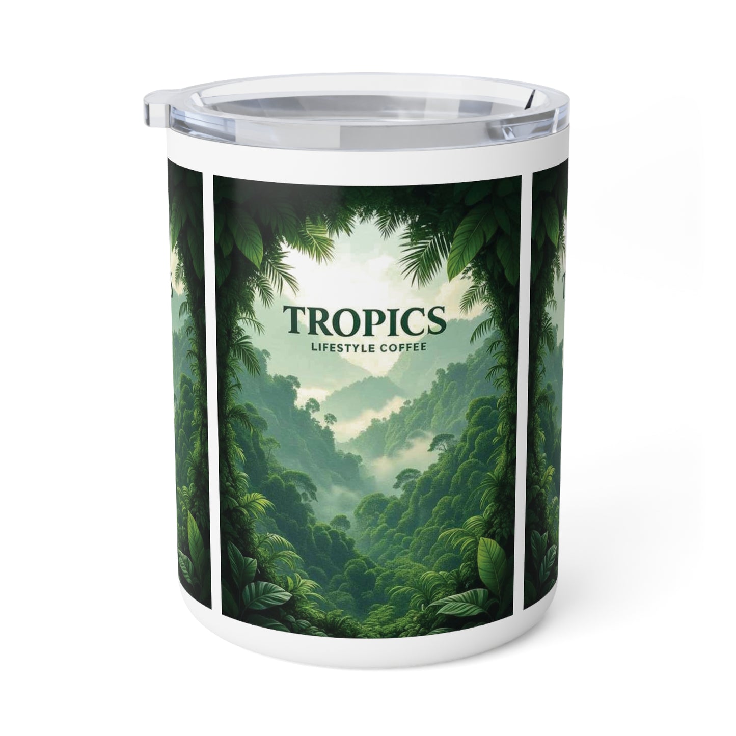 Tropical Insulated Coffee Mug, 10oz / Rainforest View Logo