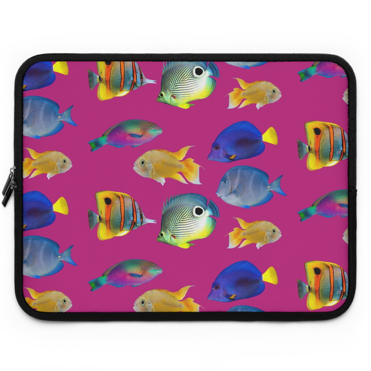 Tropical Laptop Sleeve, 5 Sizes - Perfect for Beach Lovers & Students / School of Fish, Pink