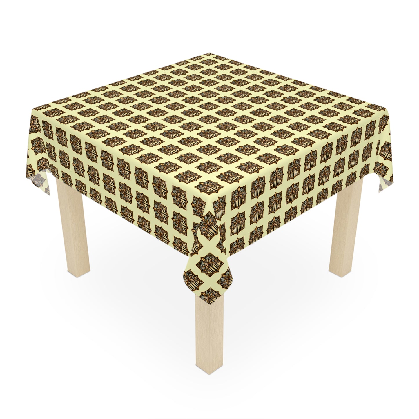 Art Deco Palms/Buttercream ! Square Tablecloth, 55" x 55"
