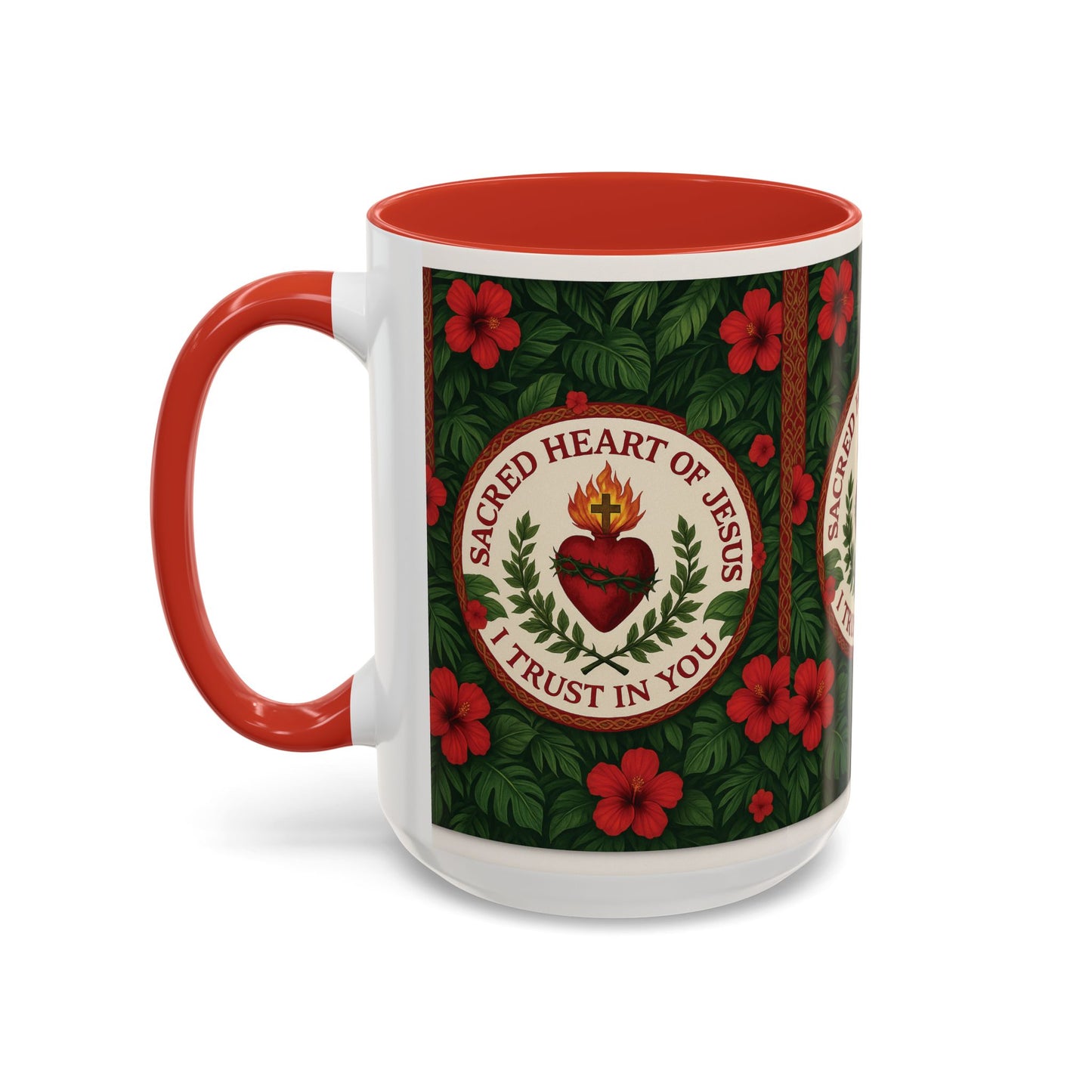 Religious Accent Color Coffee Mug (11, 15oz) / Sacred Heart of Jesus Prayer, Various Colors