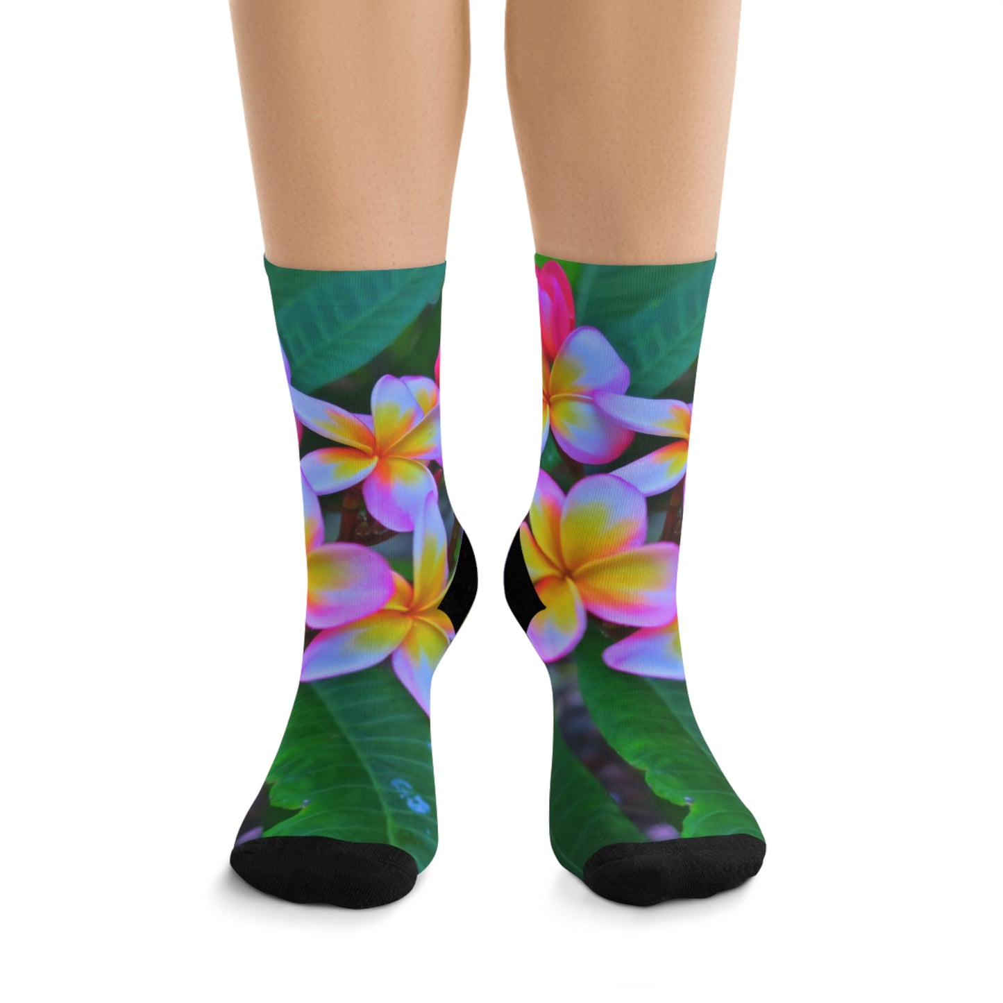 Recycled Poly Socks, Hawaiian Flowers