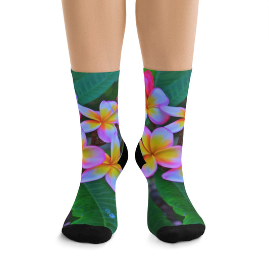 Recycled Poly Socks, Hawaiian Flowers