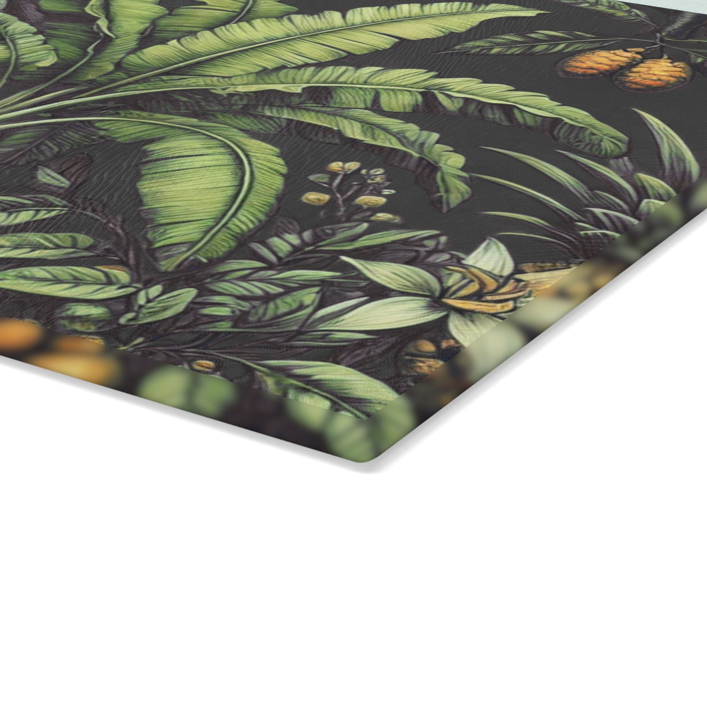 Glass Cutting Board, 2 sizes - Tropical Fruit, Black
