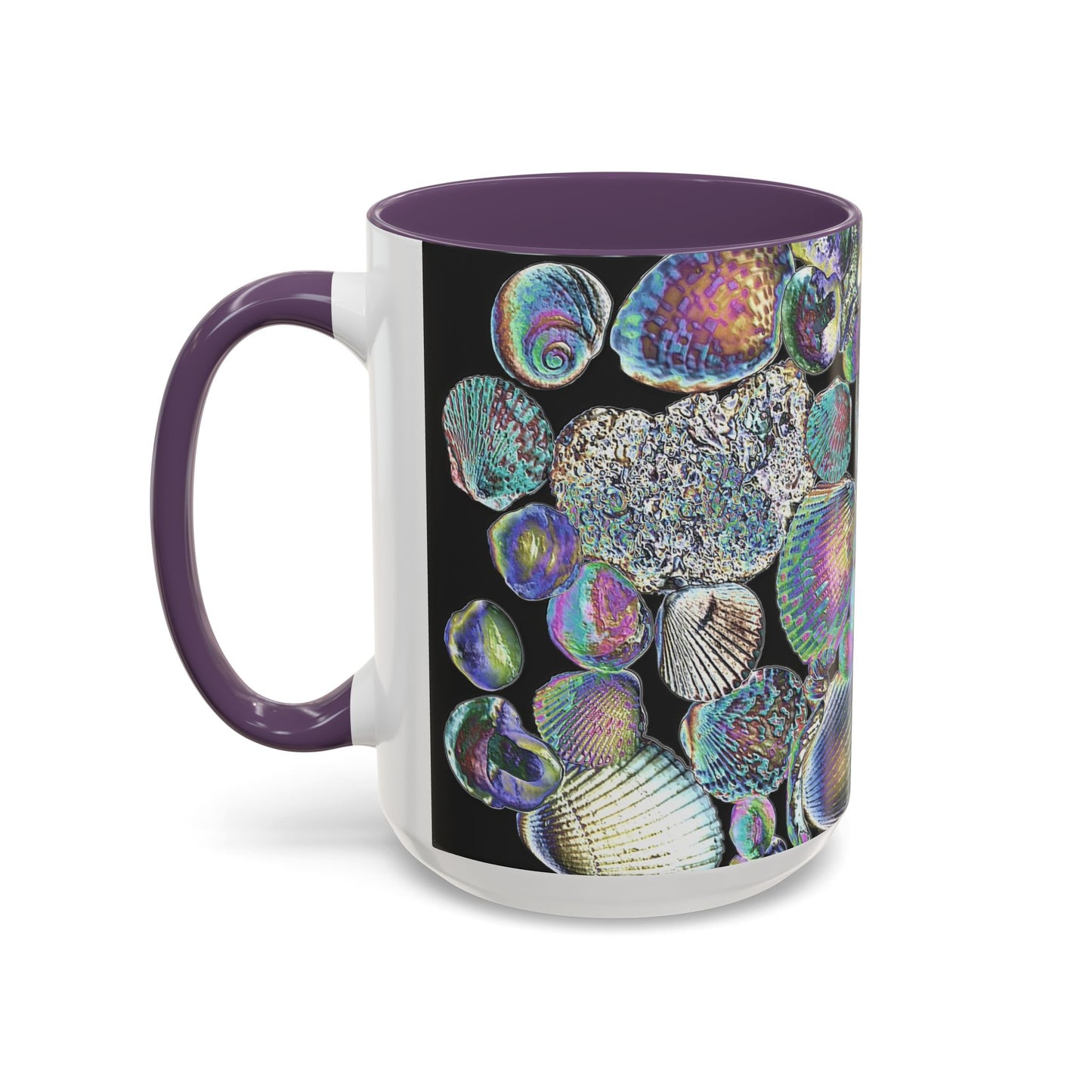 Iridescent Shells Accent Coffee Mug | Unique Sea-Inspired Drinkware / Heatwave Shell Collection