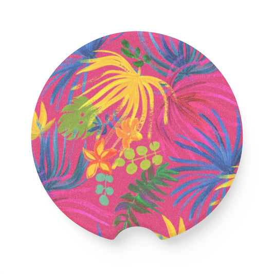 Soapstone Car Coaster - Exotic Flora