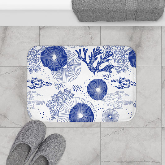 Tropical Bath Mat | Fun and Colorful Bathroom Decor / Plankton Drift Blue