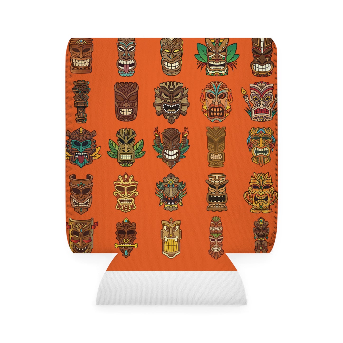 Tiny Tiki Dudes/Orange Can Cooler Sleeve - Perfect for Outdoor Picnics