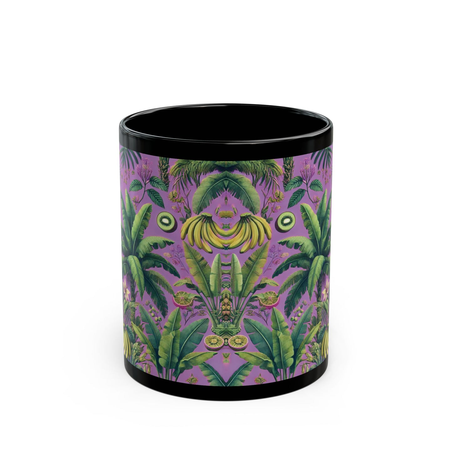 Black Coffee Mug - Tropical Fruit, Purple