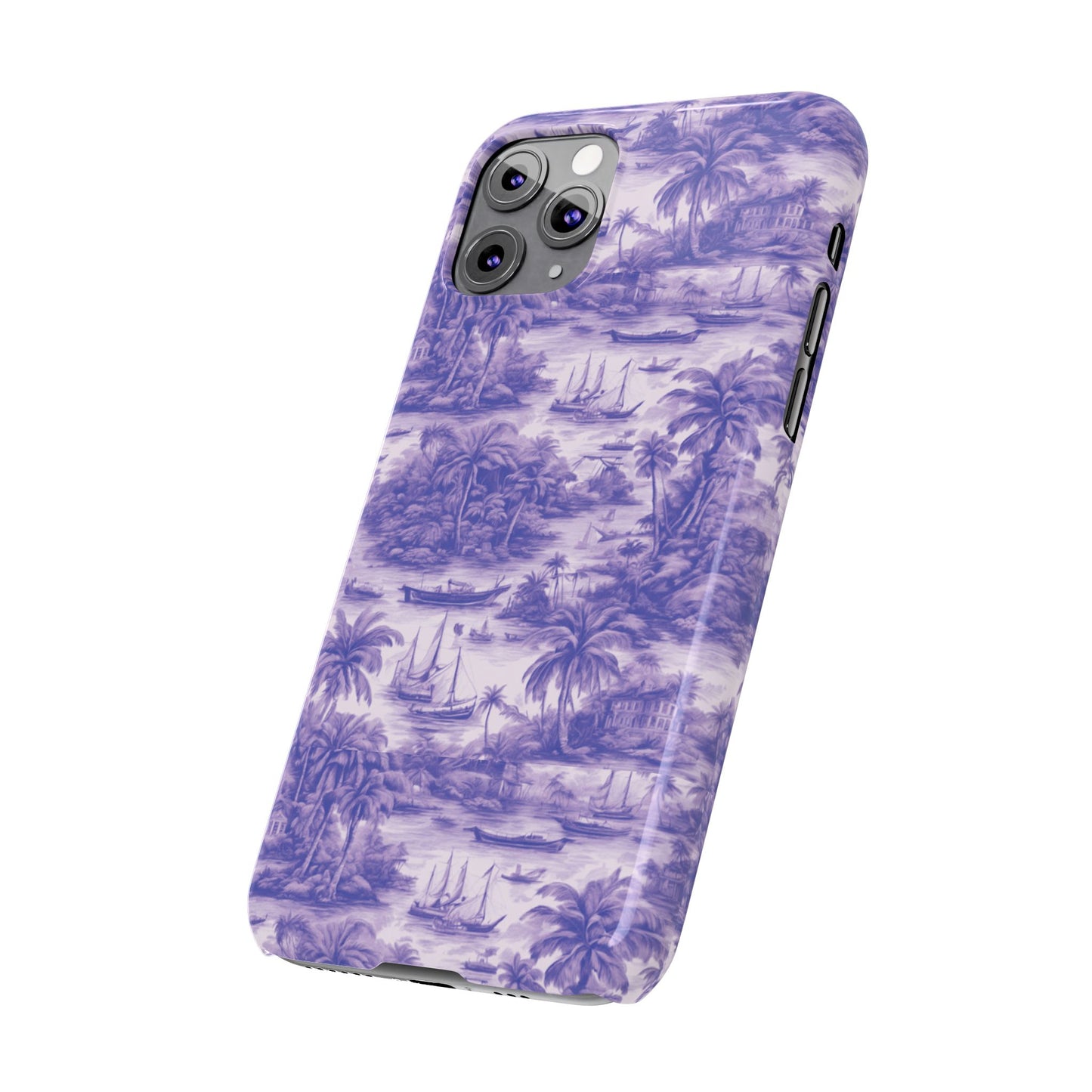 Slim Phone Cases - Tropical Toile #1, purple