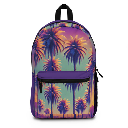 Tropical Backpack  / Sunset Palms, Purple