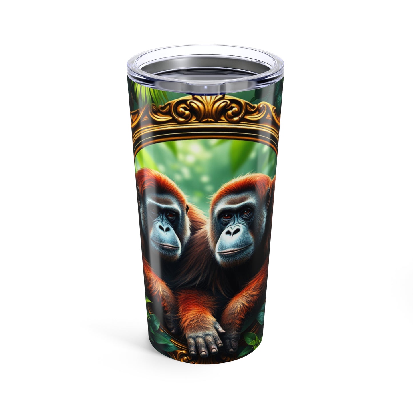 20oz Tropical Glossy Tumbler, Stainless Steel / Framed Orangutan Apes
