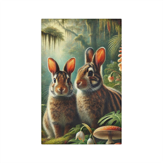 Microfiber Coffee/Tea Towel — Rainforest Sumatran Striped Rabbits