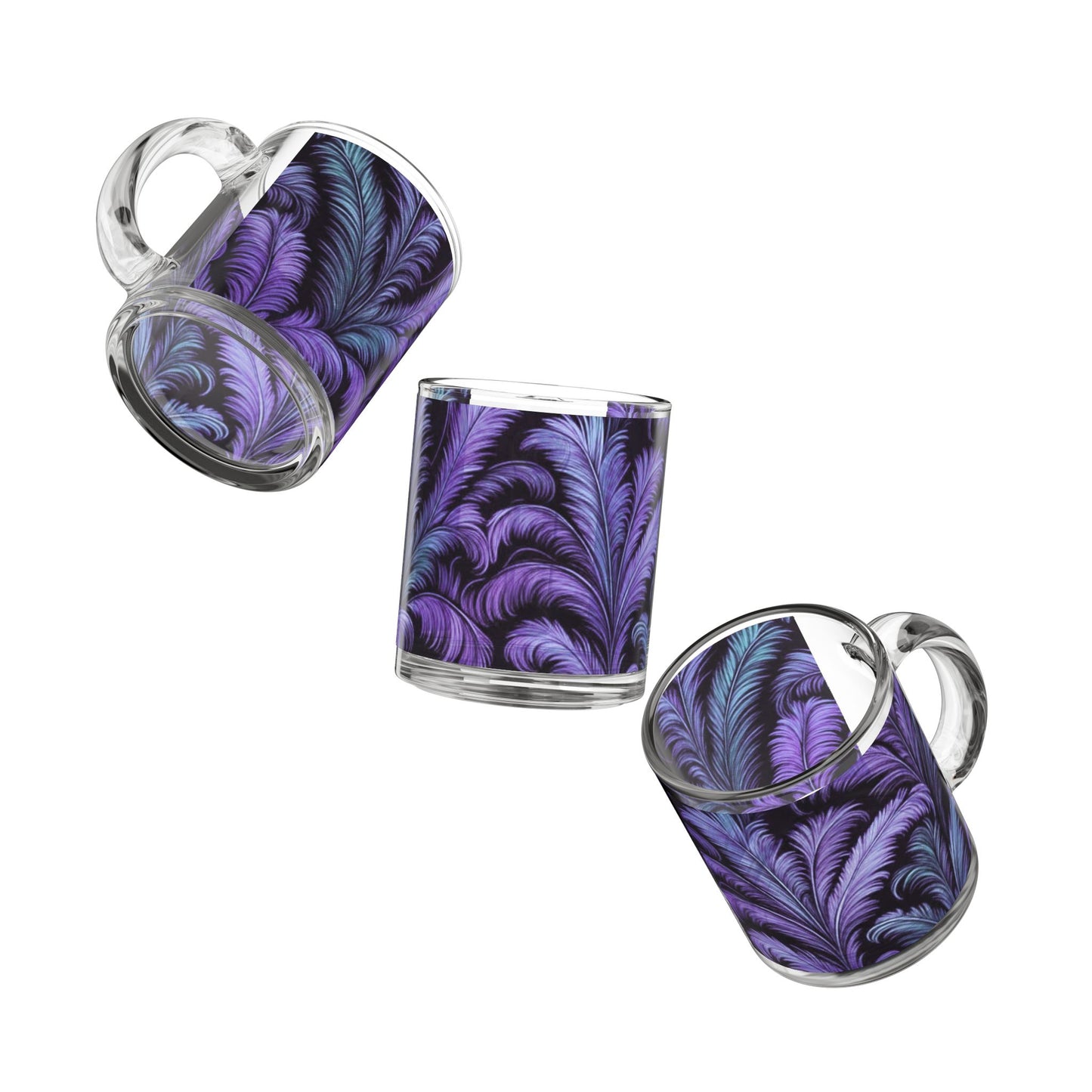 Tropical Glass Mug - 10oz Coffee Cup / Rocco Purple