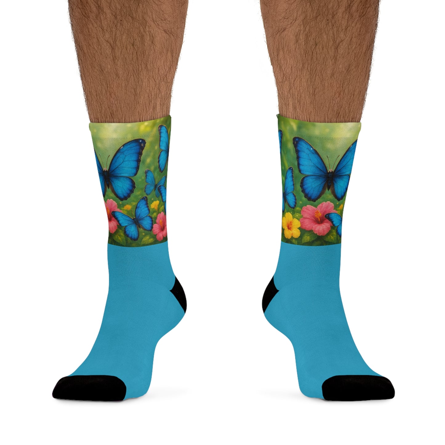 Recycled Poly Socks, Morpho Butterflies/Turquoise